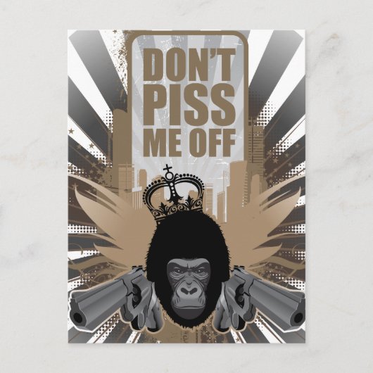 Angry Monkey met Pistool Briefkaart (Voorkant)