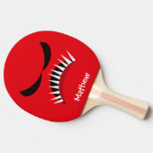 Angry Monster met boze ogen en Sharp Teeth Red Tafeltennisbatje (Zijkant)