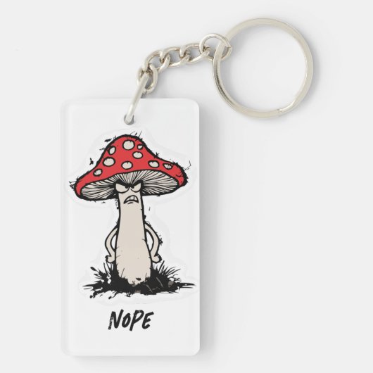 Angry Mushroom Tekening Sarcastische zin Bag Charm Sleutelhanger (achterkant)