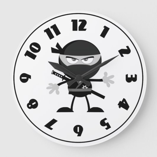 Angry Ninja Warrior Clock Grote Klok (Voorkant)