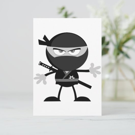 Angry Ninja Warrior Invitations Kaart (Staand voorkant)