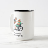 Angry Nurse Dealing With Stubborn Elderly Patient  Tweekleurige Koffiemok (Voorkant links)