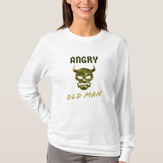 Angry Old Man Camouflage Skull Mannen T-shirt (Voorkant)