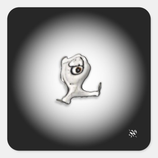 Angry one-eyed little thing v2 vierkante sticker (Voorkant)