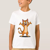 Angry Orange Tabby Cat Cartoon T-shirt (Voorkant)