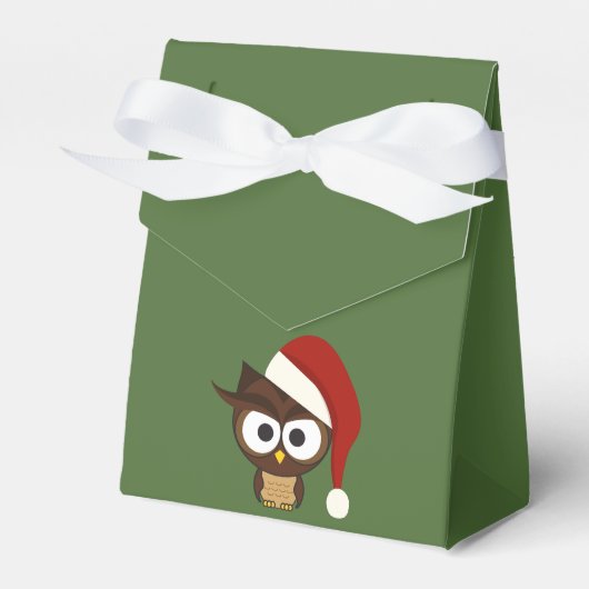 Angry Owl met Santa Hat Bedankdoosjes (Voorkant Zijde)