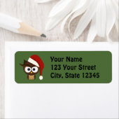 Angry Owl met Santa Hat Etiket (Insitu)