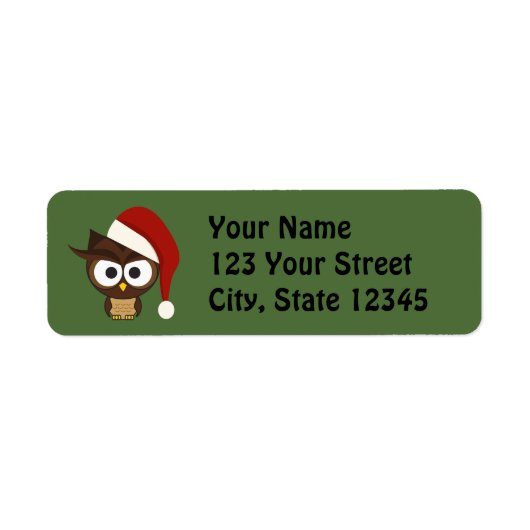 Angry Owl met Santa Hat Etiket (Voorkant)
