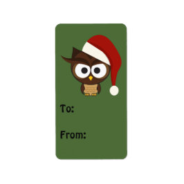 Angry Owl met Santa Hat Etiket