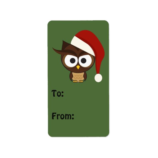 Angry Owl met Santa Hat Etiket (Voorkant)