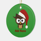 Angry Owl met Santa Hat Keramisch Ornament (Links)