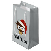 Angry Owl met Santa Hat Klein Cadeauzakje (Voorkant Gekanteld)