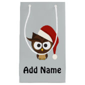 Angry Owl met Santa Hat Klein Cadeauzakje (Voorkant)