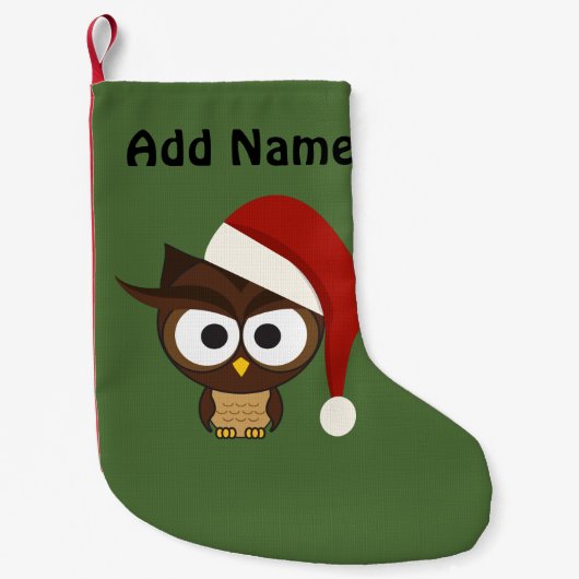 Angry Owl met Santa Hat Kleine Kerstsok (Voorkant)