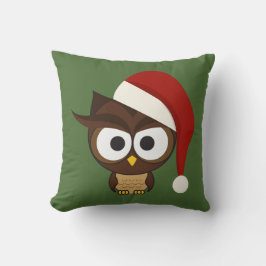 Angry Owl met Santa Hat Kussen