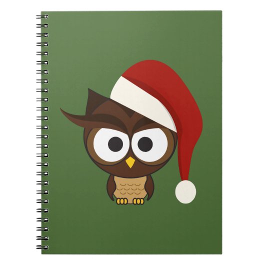 Angry Owl met Santa Hat Notitieboek (Voorkant)