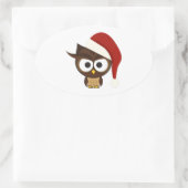 Angry Owl met Santa Hat Ovale Sticker (Tas)