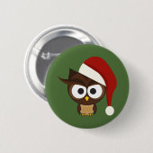 Angry Owl met Santa Hat Ronde Button 5,7 Cm (Voorkant /achterkant)