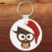 Angry Owl met Santa Hat Sleutelhanger (Voorkant)