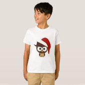 Angry Owl met Santa Hat T-shirt (Voorkant volledig)