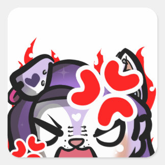 Angry Paarse Furry Meisje Chibi Anime Emote Vierkante Sticker