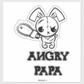 Angry Papa Grumpy Voodoo Bunny Cute Sticker (Vel)