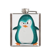 Angry Penguin Blauwgroen Glitter-foto afdrukken Heupfles (Achterkant)