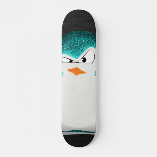 Angry Penguin Blauwgroen Glitter-foto afdrukken Persoonlijk Skateboard (Voorkant)