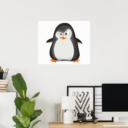 Angry Penguin Glitter Photo Print (Thuiskantoor)