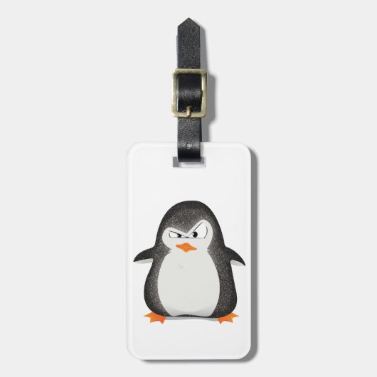 Angry Penguin Glitter Photo Print Bagagelabel (Voorkant verticaal)