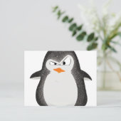 Angry Penguin Glitter Photo Print Briefkaart (Staand voorkant)