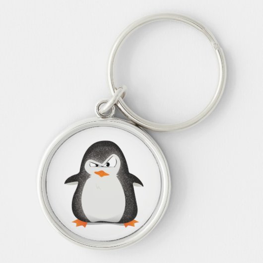 Angry Penguin Glitter Photo Print Sleutelhanger (Voorkant)
