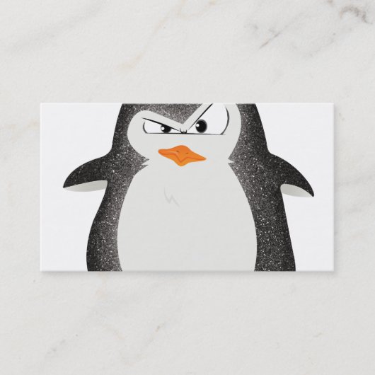Angry Penguin Glitter Photo Print Visitekaartje (Voorkant)
