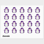Angry Penguin Paarse Glitter Foto afdrukken Ronde Sticker (Vel)