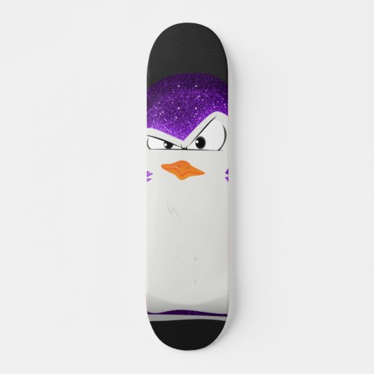 Angry Penguin Paarse Glitter Foto afdrukken Skateboard (Voorkant)