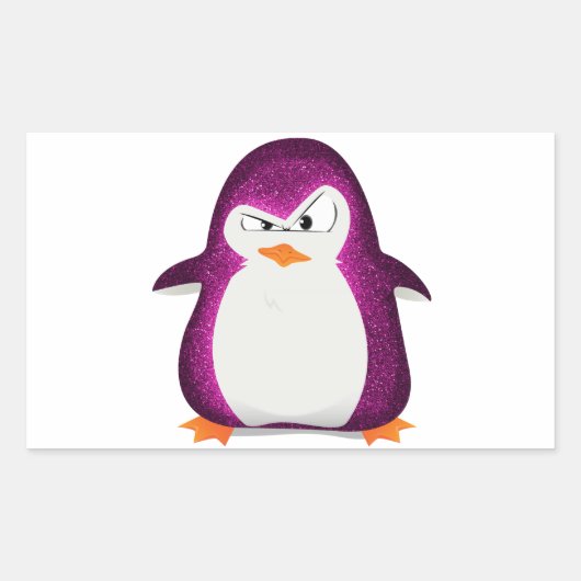 Angry Penguin Pink Glitter foto afdrukken Rechthoekige Sticker (Voorkant)