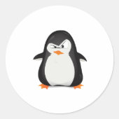 Angry Penguin Ronde Sticker (Voorkant)