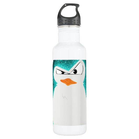 Angry pguin blauwgroen.png waterfles  (Voorkant)