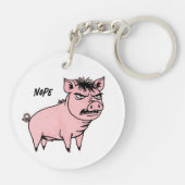 Angry Pig Tekening Sarcastische Zak Charm Sleutelhanger (Achterkant)