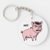 Angry Pig Tekening Sarcastische Zak Charm Sleutelhanger (Voorkant)