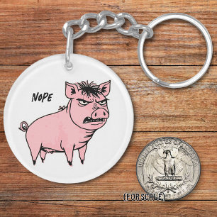 Angry Pig Tekening Sarcastische Zak Charm Sleutelhanger