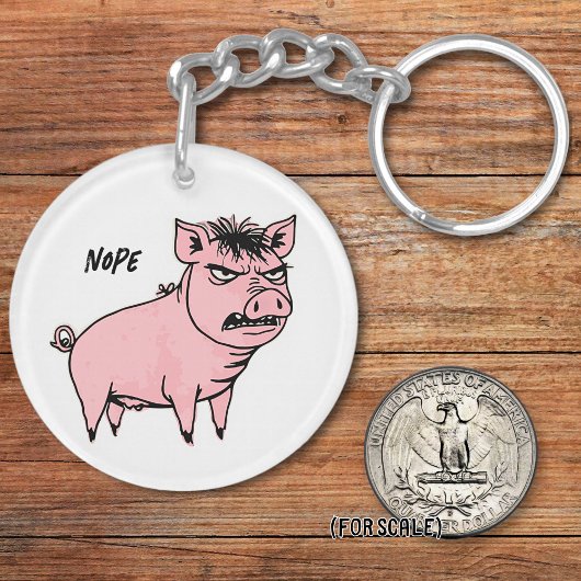 Angry Pig Tekening Sarcastische Zak Charm Sleutelhanger