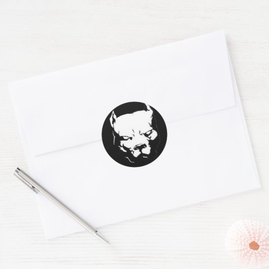 Angry Pitbull Dog Ronde Sticker (Envelop)