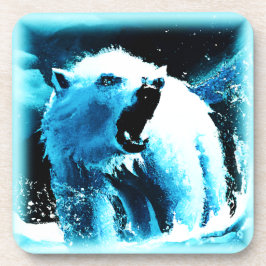 "Angry Polar Beer" Cute Painting. Bestel nu Bier Onderzetter