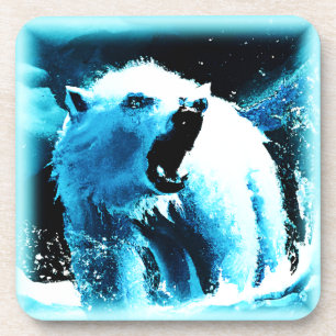 "Angry Polar Beer" Cute Painting. Bestel nu Bier Onderzetter