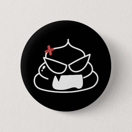 Angry Poop - Brootsch de PooPoo Ronde Button 5,7 Cm (Voorkant)