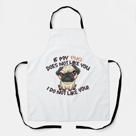 Angry Pug (Tan) - Uniek ontwerp Schort (Voorkant)