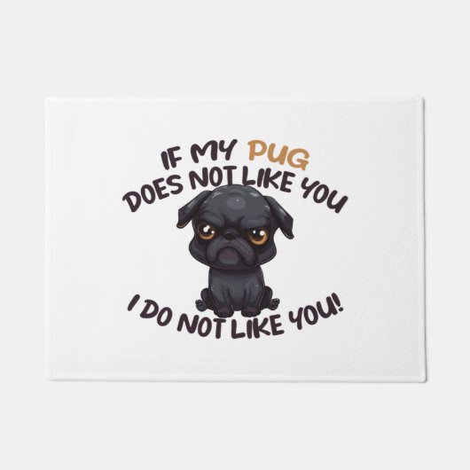 Angry Pug (zwart) - Uniek ontwerp Deurmat (Voorkant)
