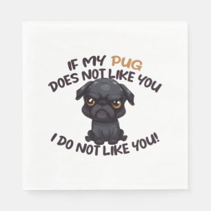 Angry Pug (zwart) - Uniek ontwerp Servet
