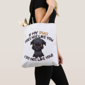 Angry Pug (zwart) - Uniek ontwerp Tote Bag (Dichtbij)